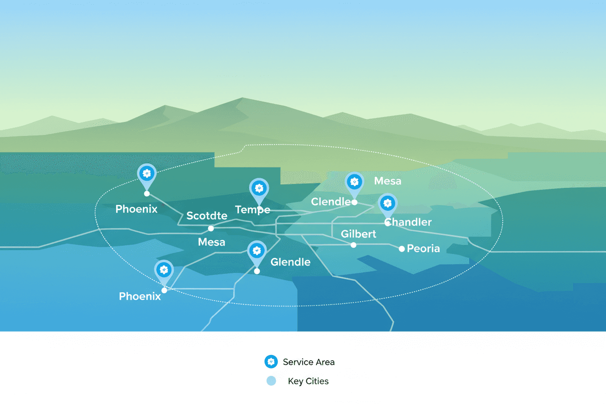American Eagle Wash service area coverage map Phoenix Valley